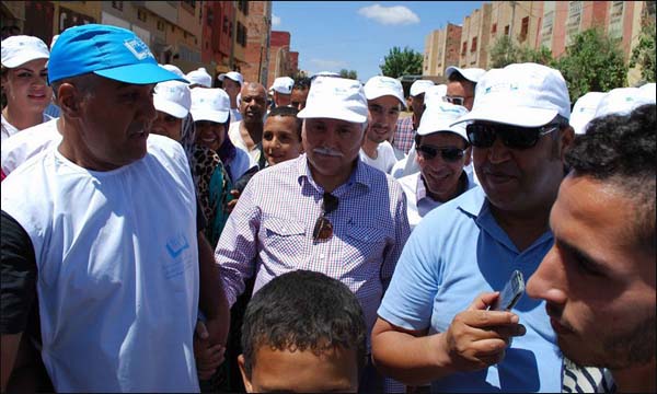 نبيل بن عبد الله الأمين العام لحزب التقدم والاشتراكية يقود الحملة الانتخابية في الخميسات