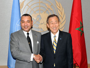 S.M. le Roi s'entretient avec le Secrétaire général de l'ONU, Ban Ki-moon, à New York