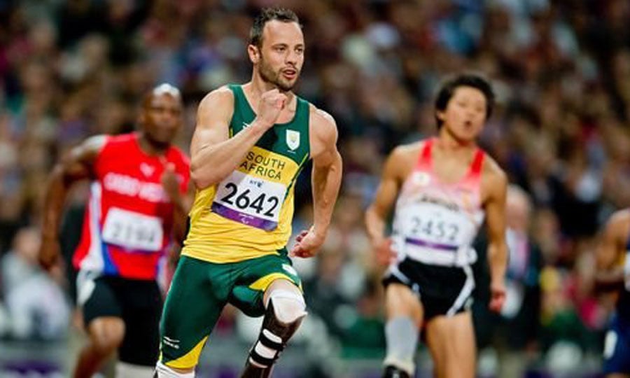 Oscar Pistorius a remporté le relais 4x100 m (T42-46) avec l’Afrique du Sud.