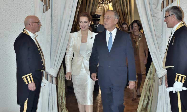 Son Altesse Royale la Princesse  Lalla Salma, reçue par le Président  portugais M. Marcelo Rebelo de Sousa