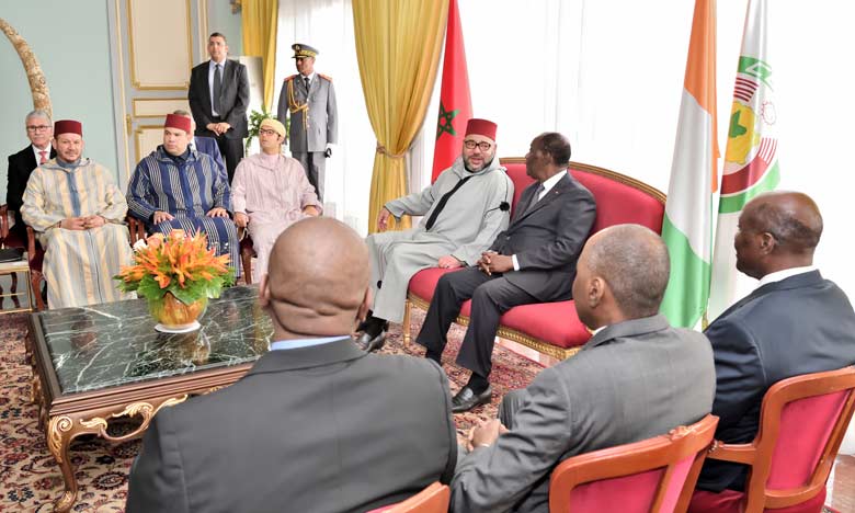 Sa Majesté le Roi Mohammed VI s'entretient à Abidjan avec le Président de la République de Côte d’Ivoire