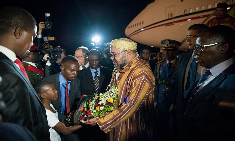 Arrivée de Sa Majesté le Roi Mohammed VI à Lusaka pour une visite officielle en République de Zambie