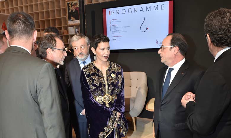 Son Altesse Royale la Princesse Lalla Meryem et le Président français inaugurent le pavillon du Maroc au Salon du Livre de Paris