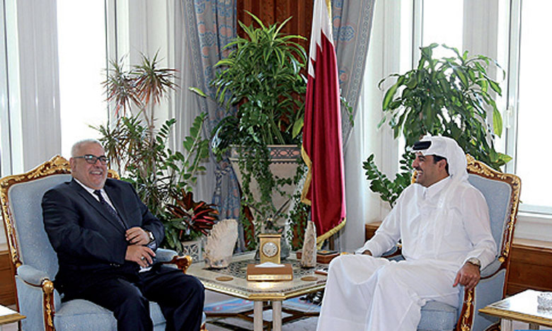 L’Émir de l’État du Qatar, S.A. Cheikh Tamim Bin Hamad Al Thani reçoit Abdelilah Benkirane