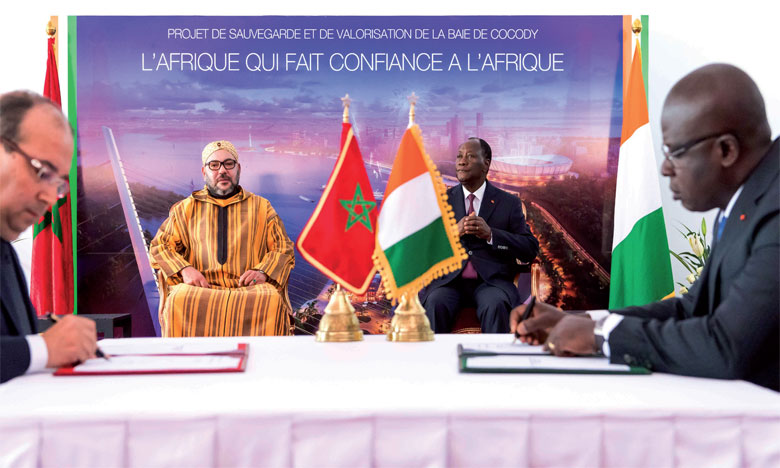 S.M. le Roi et le Chef de l’État ivoirien président la cérémonie de présentation de l'état d'avancement du projet de sauvegarde et de valorisation de la Baie de Cocody