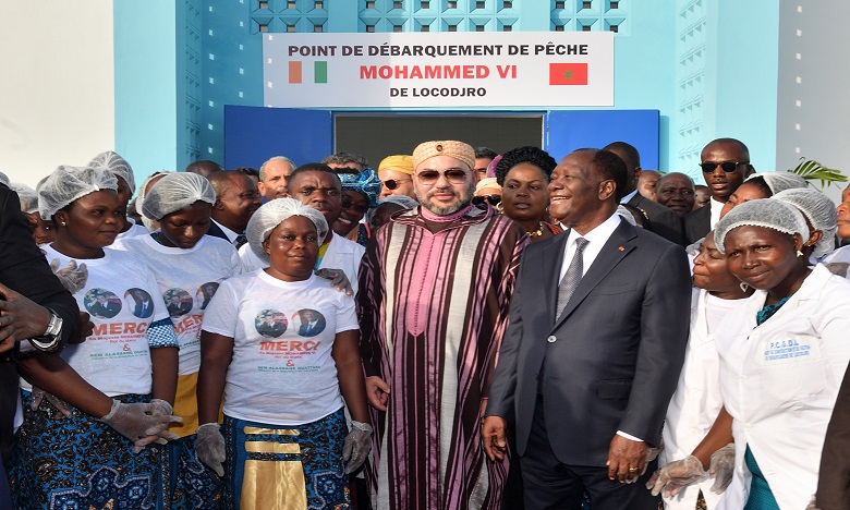 Sa Majesté le Roi Mohammed VI et le Président ivoirien Alassane Ouattara inaugurent le point de débarquement de pêche «Mohammed VI» de Locodjro