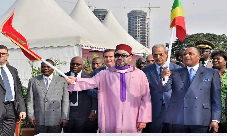 S.M. le Roi et le Chef de l'Etat congolais lancent les travaux de construction du point de débarquement aménagé de Yoro à Brazzaville