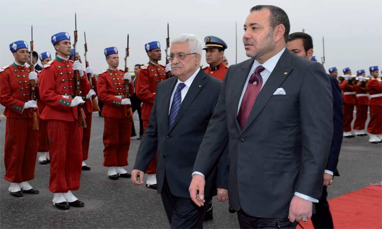 Le Président de l'Etat de Palestine, Mahmoud Abbas, avait pris part aux travaux de la 20e session du Comité Al-Qods organisée les 17 et 18 janvier 2014 à Marrakech sous la Présidence Effective de Sa Majesté  le Roi Mohammed VI. Le Président palestinien a été accueilli par S.M. le Roi Mohammed VI. Ph. MAP