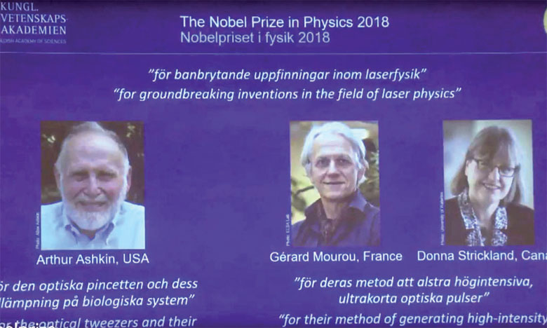 Un trio américano-franco-canadien  remporte le Prix Nobel de physique 2018