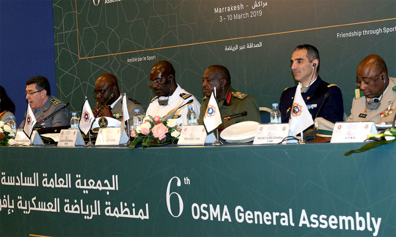 La sixième Assemblée générale  de l'Organisation des sports militaires  en Afrique ouvre ses travaux à Marrakech