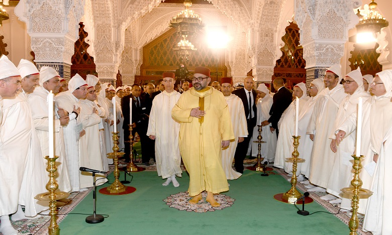 S.M. le Roi, Amir  Al-Mouminine, préside samedi au Palais Royal à Marrakech une veillée religieuse en commémoration de l’Aïd Al-Mawlid Annabaoui Acharif