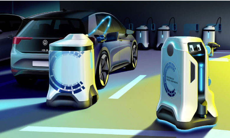 Volkswagen présente ses robots de charge en parkings