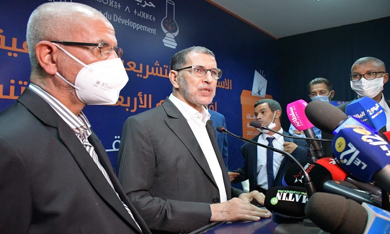 Le secrétaire général du PJD, Saâd Dine El Otmani, lors d'un point de presse tenu au siège central du parti à Rabat. Ph. Sradni