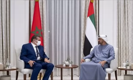 Le Prince héritier d'Abou Dhabi reçoit le Chef du gouvernement Aziz Akhannouch émissaire de S.M. le Roi Mohammed VI