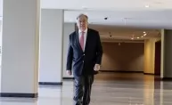 Secretary General Antonio Guterres records a video to launch a report on COVID-19 and children at United Nations Headquarters in New York.