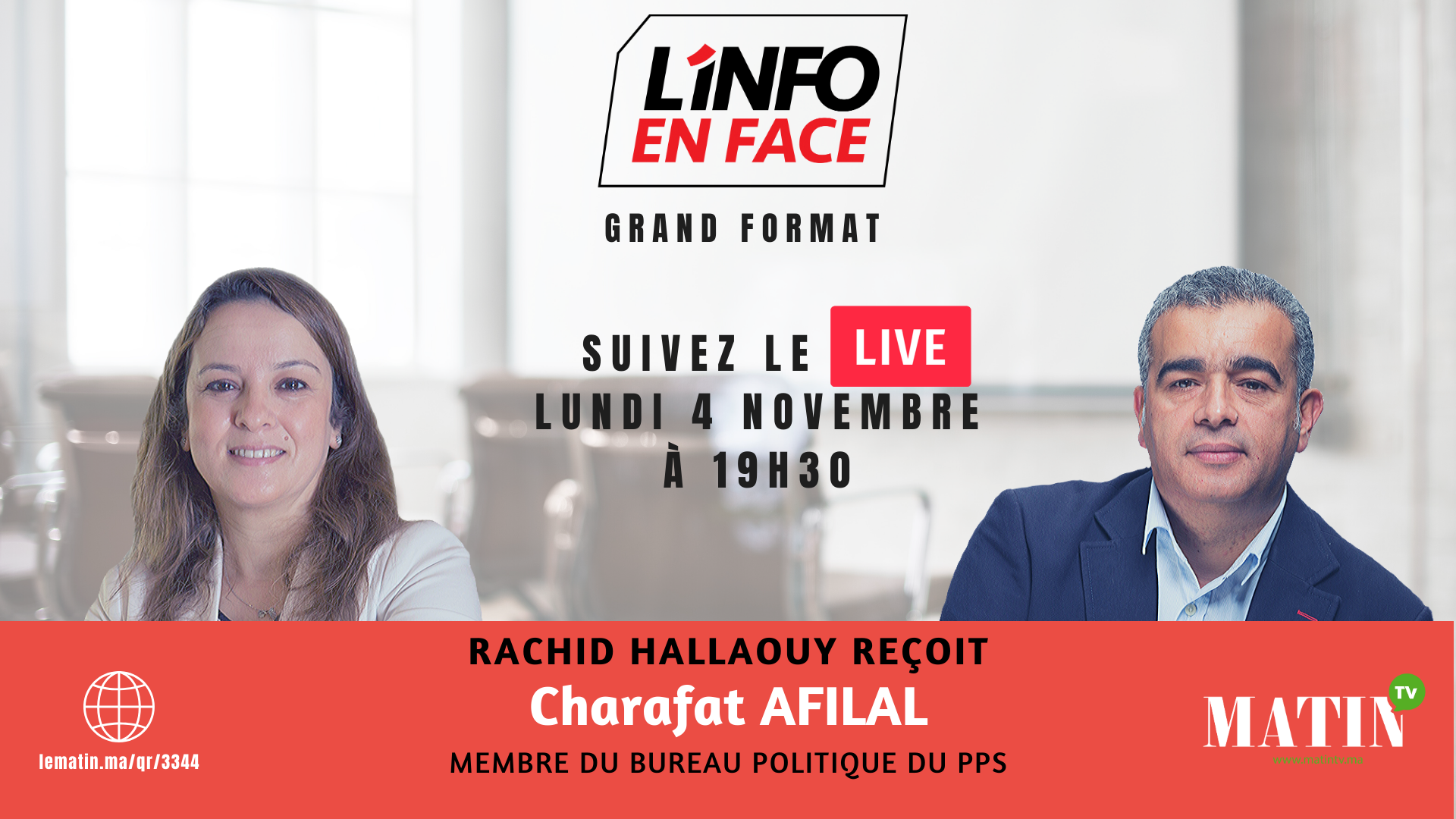 Live : L'Info en Face avec Charafat Afilal