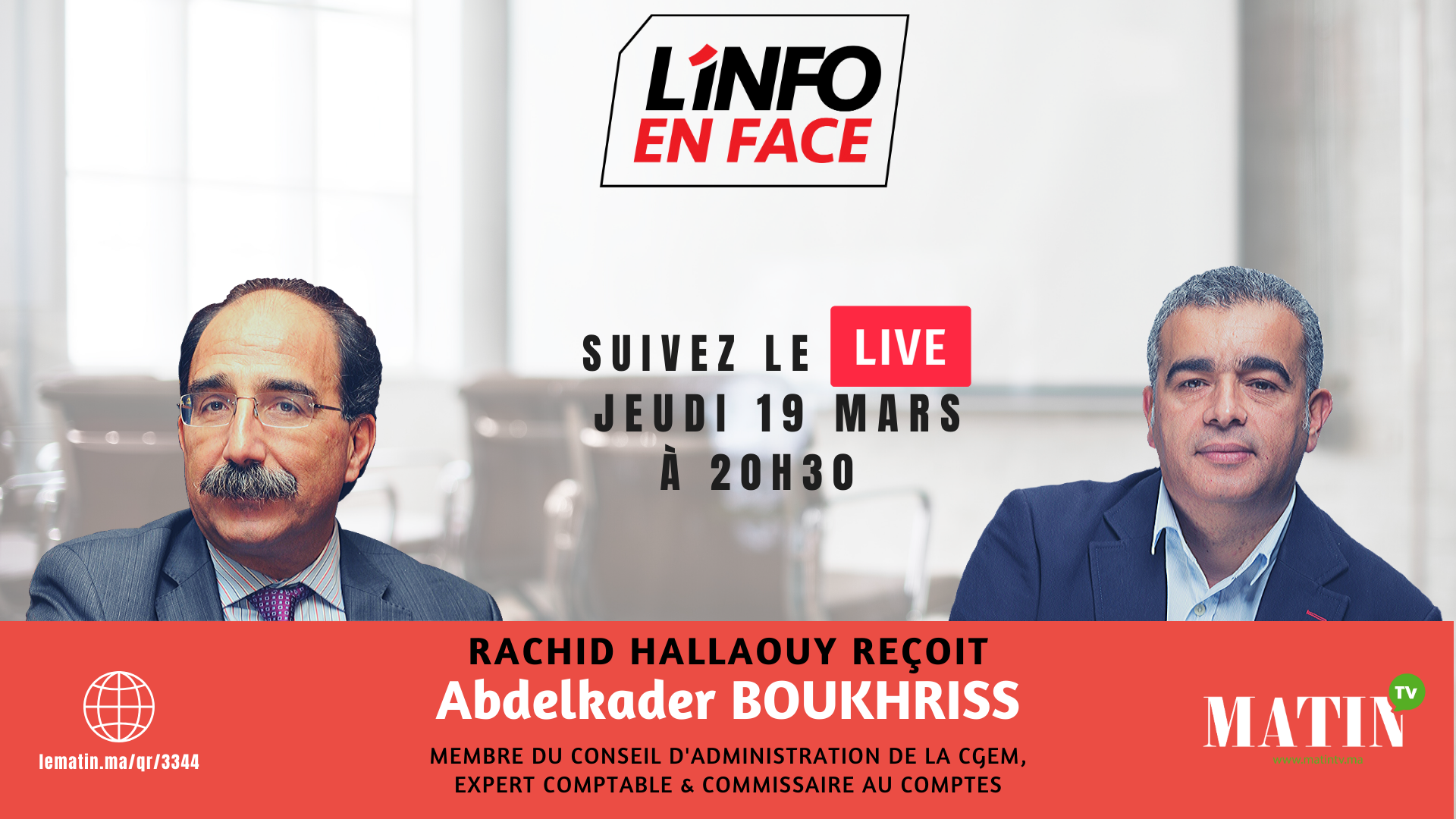 Live : L'Info en Face avec Abdelkader Boukhriss