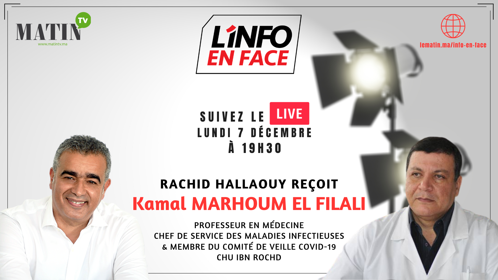Live : L'Info en Face avec Kamal Marhoum El Filali