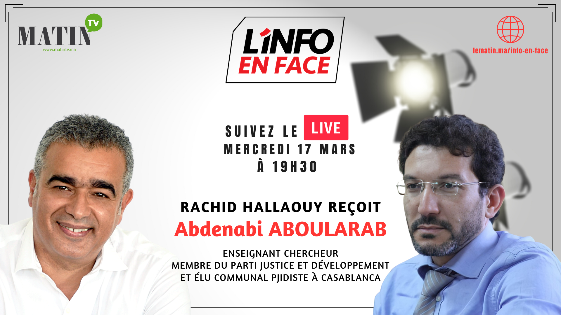 Live : L'Info en Face avec Abdenabi Aboularab