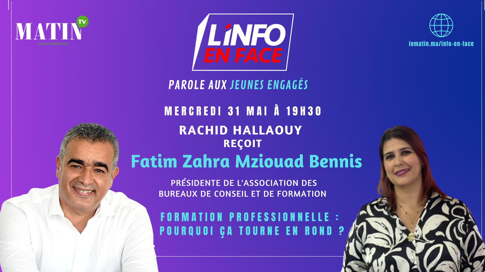 Live : L'Info en Face spécial jeunes engagés avec Fatim Zahra Mziouad Bennis